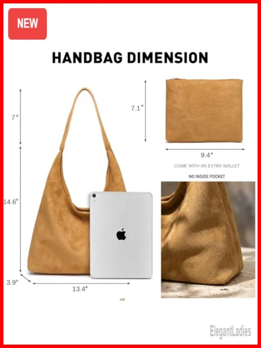 Slouchy Hobo Bag Faux Leather Shoulder Tote Purse